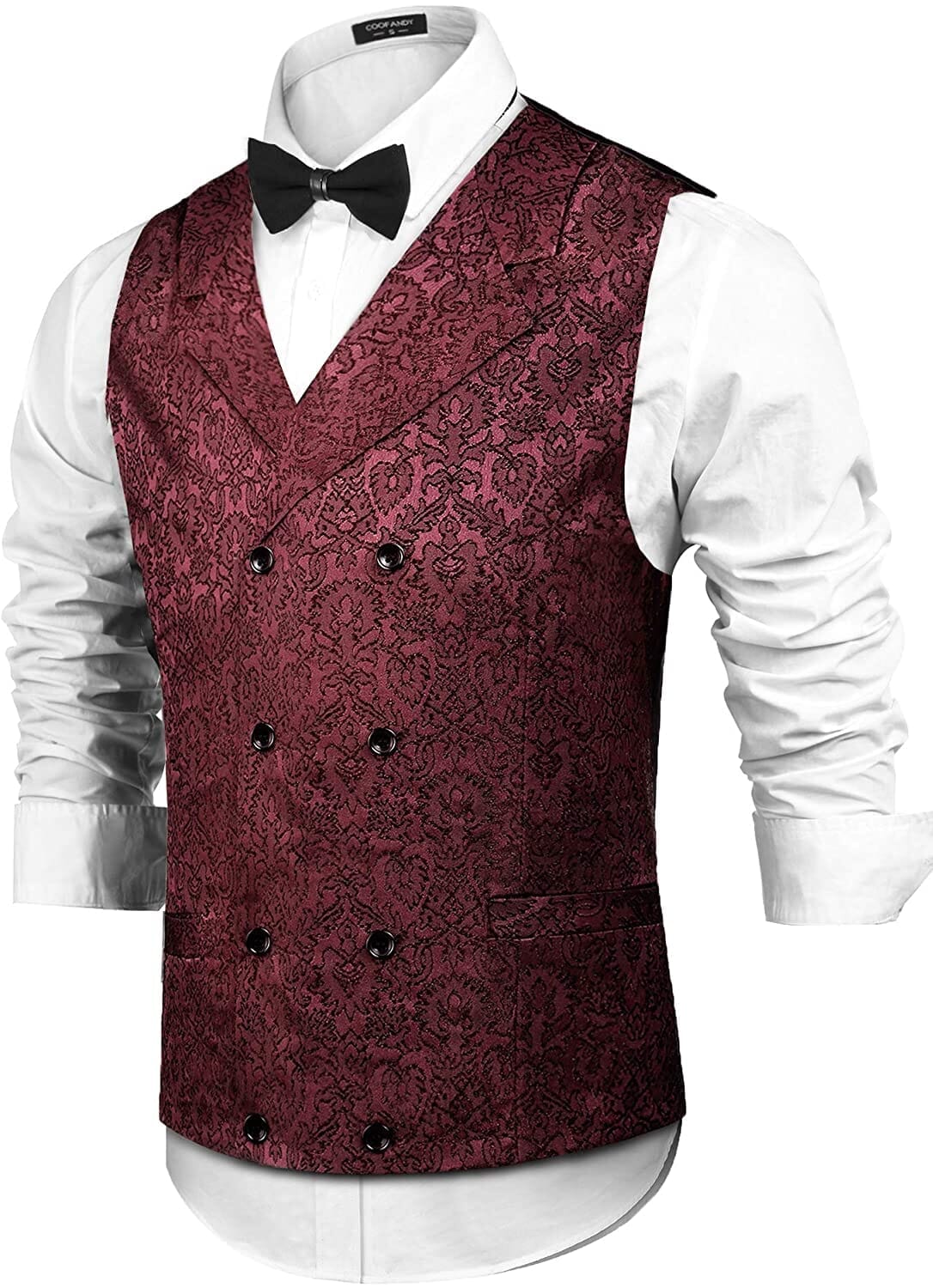 Coofandy Victorian Floral Vest (US Only) Vest coofandy Wine Red S 
