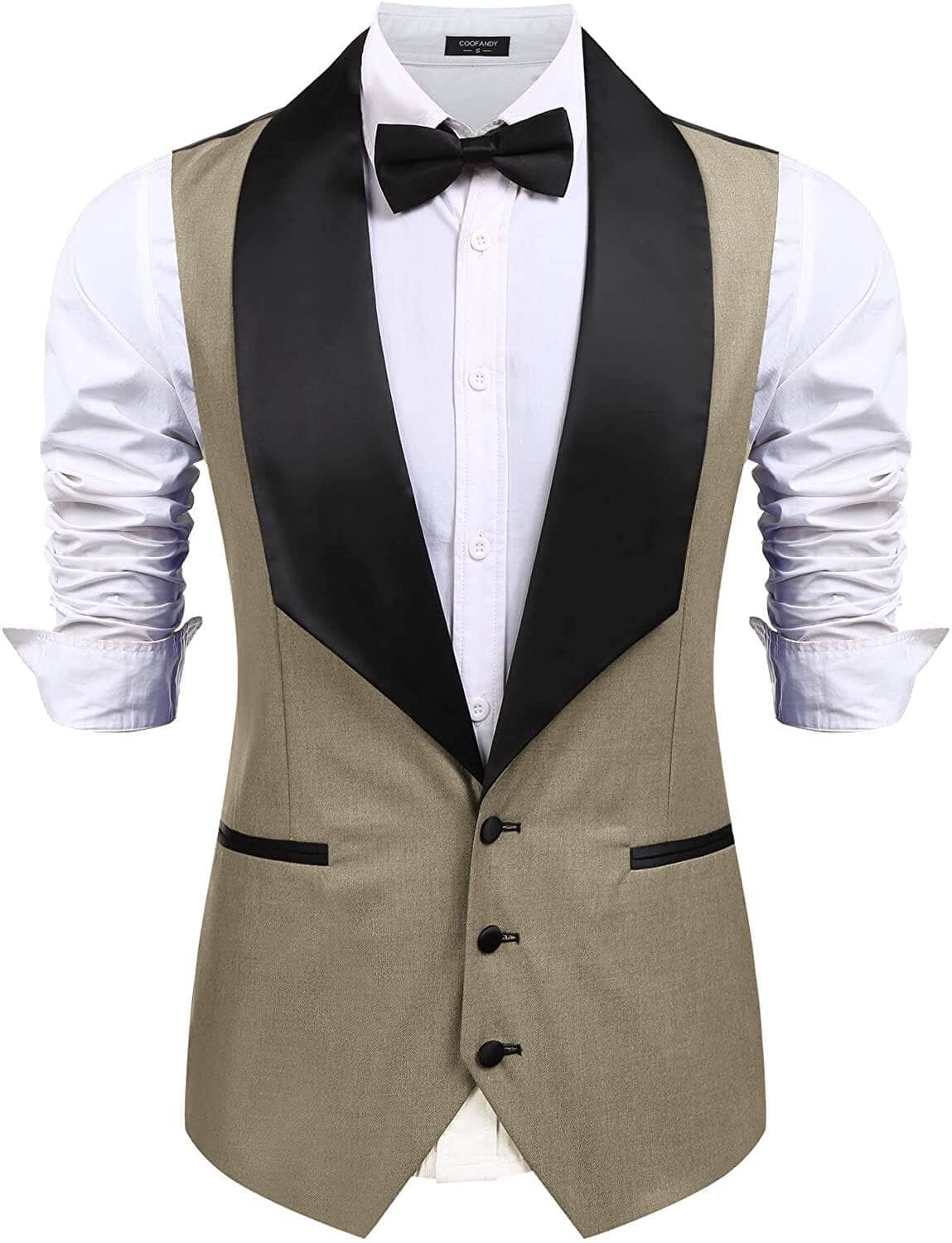 Coofandy V-Neck Slim Fit Suit Vests (US Only) Vest coofandy Khaki S 