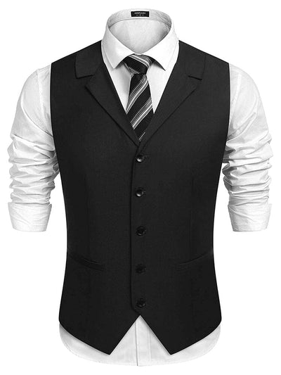 Coofandy Slim Fit Twill Dress Waistcoat (US Only) Vest coofandy Black S 