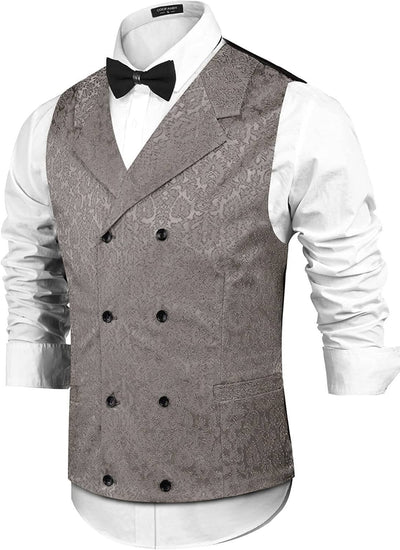 Coofandy Victorian Floral Vest (US Only) Vest coofandy Brown S 