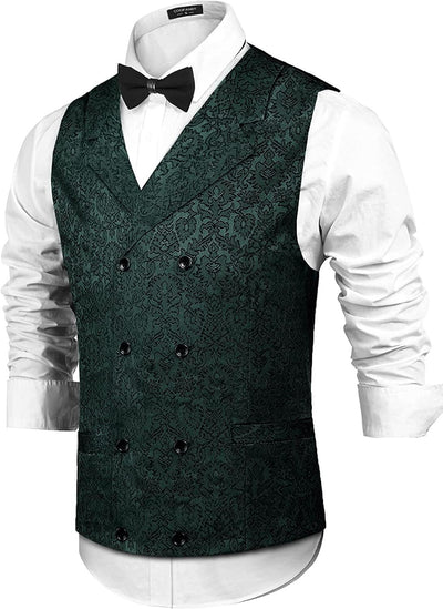 Coofandy Victorian Floral Vest (US Only) Vest coofandy Dark Green S 