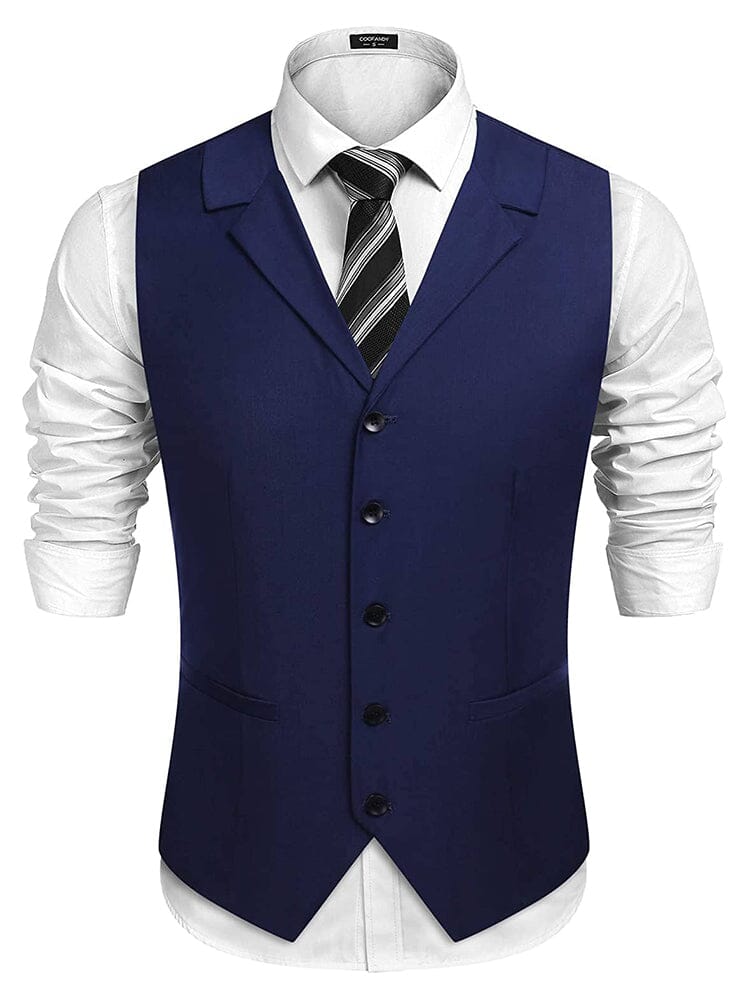Coofandy Slim Fit Twill Dress Waistcoat (US Only) Vest coofandy Navy Blue S 