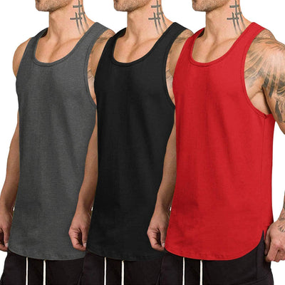 Coofandy 3-Pack Quick Dry Gym Vest (US Only) Tank Tops coofandy Black/Dark Gray/Red S 