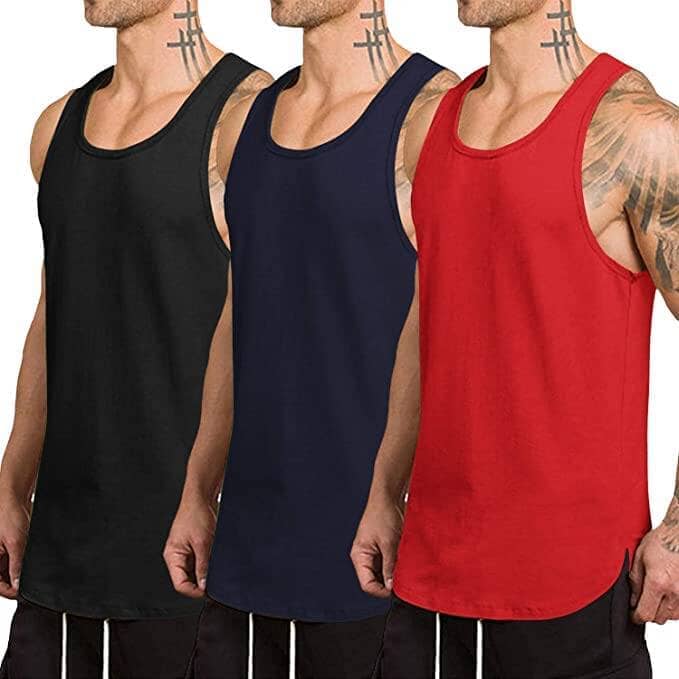Coofandy 3-Pack Quick Dry Gym Vest (US Only) Tank Tops coofandy Black/Red/Navy Blue S 
