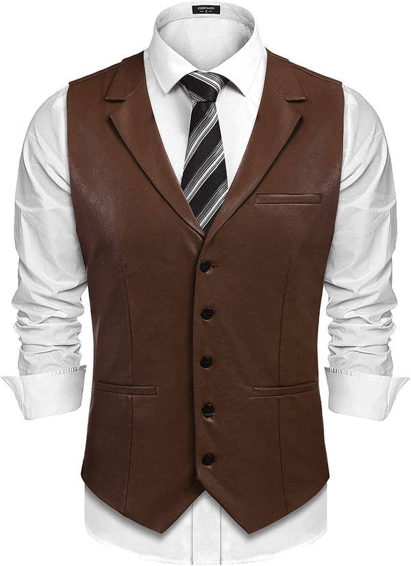 Coofandy Leather Vest (US Only) Vest coofandy Dark Brown S 