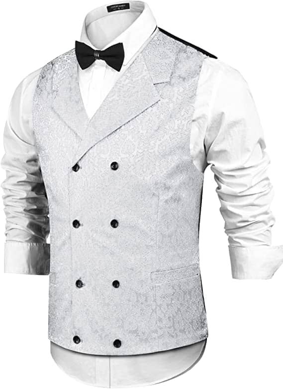 Coofandy Victorian Floral Vest (US Only) Vest coofandy White S 
