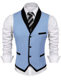 Coofandy Buttons V-neck Suit Vest (US Only) Vest coofandy Light Blue S 