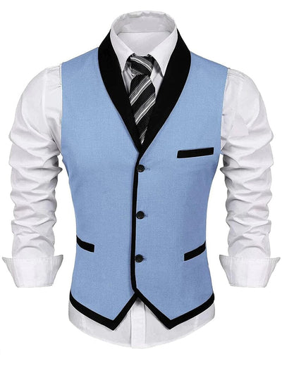 Coofandy Buttons V-neck Suit Vest (US Only) Vest coofandy Light Blue S 