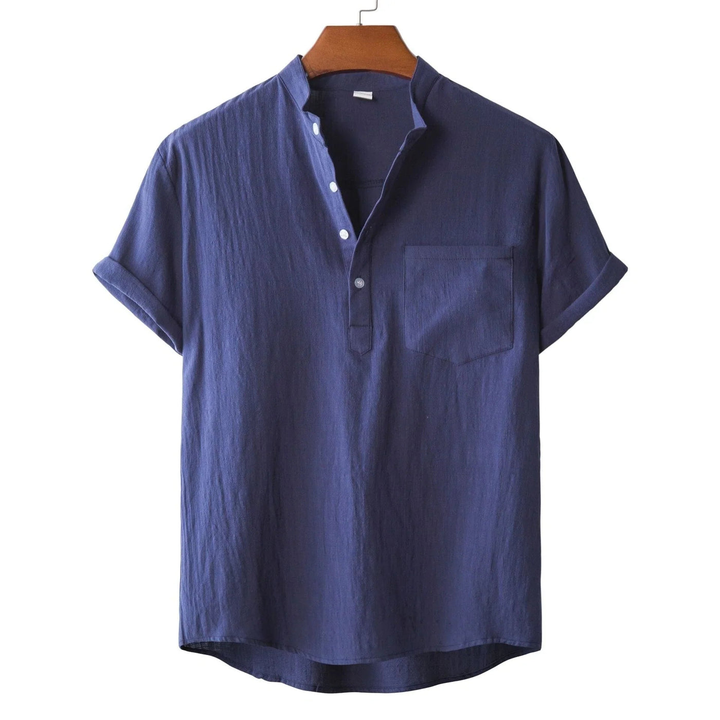 Coofandy Cotton Style Short Sleeve Shirt Shirts coofandy Navy Blue M 