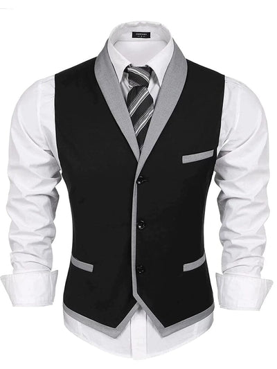 Coofandy Buttons V-neck Suit Vest (US Only) Vest coofandy Black S 