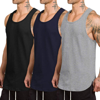 Coofandy 3-Pack Quick Dry Gym Vest (US Only) Tank Tops coofandy Black/Gray/Navy Blue S 