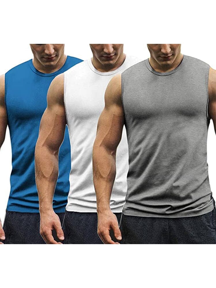 Coofandy 3-Pack Muscle Tank Top (US Only) Tank Tops coofandy Blue/White/Grey S 