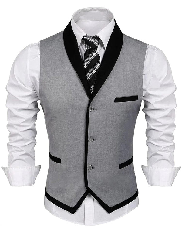 Coofandy Buttons V-neck Suit Vest (US Only) Vest coofandy Grey S 