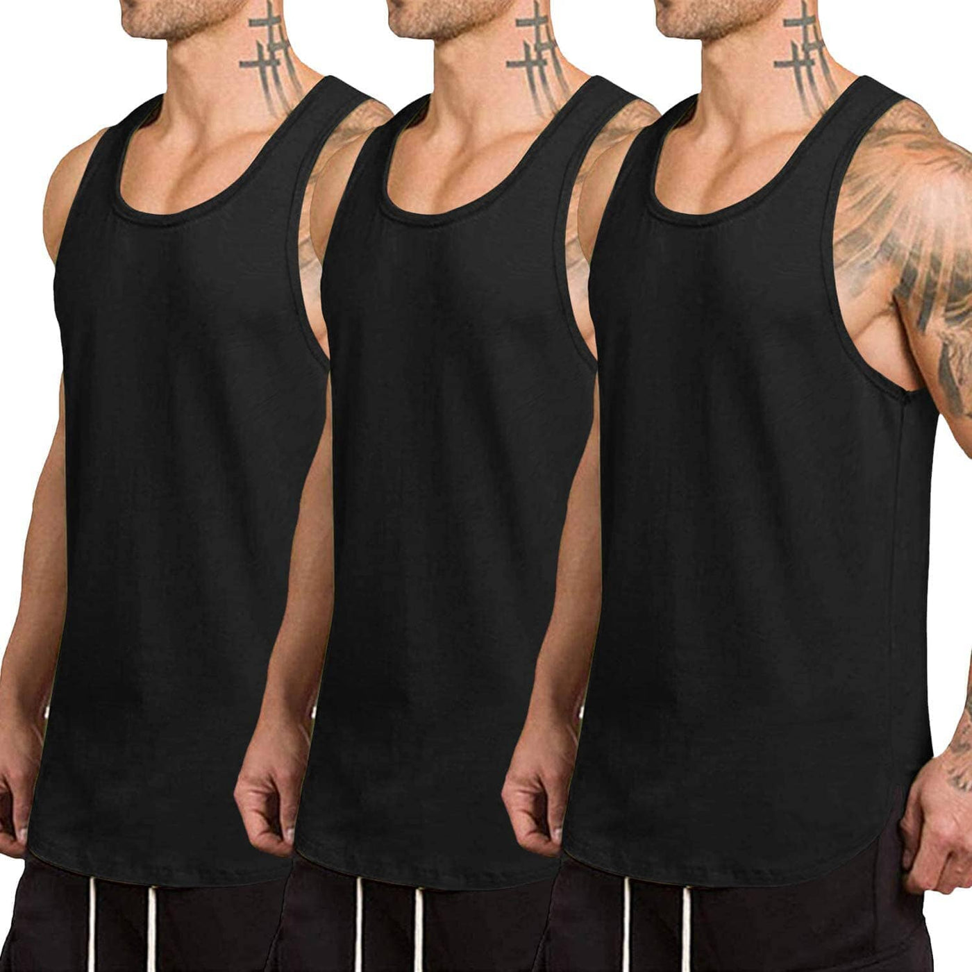 Coofandy 3-Pack Quick Dry Gym Vest (US Only) Tank Tops coofandy Black* 3 S 