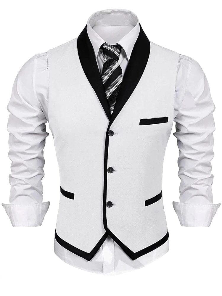 Coofandy Buttons V-neck Suit Vest (US Only) Vest coofandy White S 