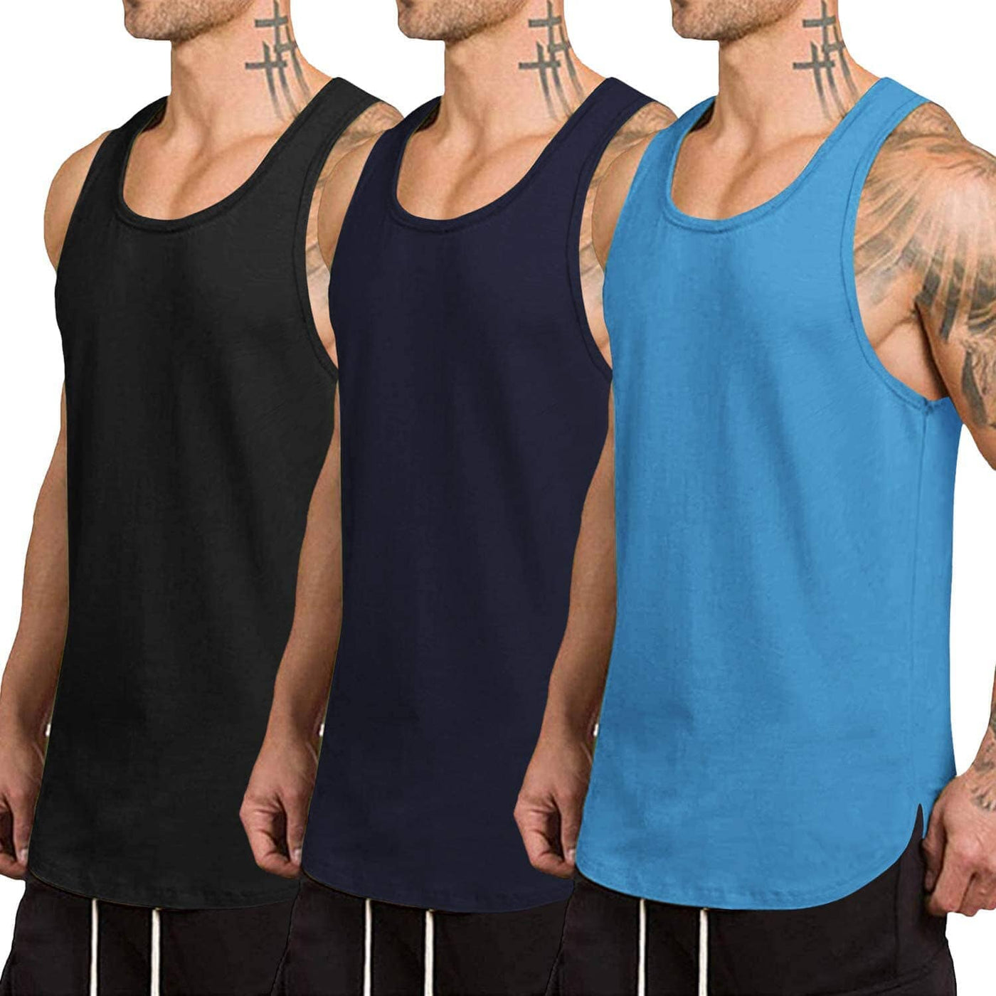 Coofandy 3-Pack Quick Dry Gym Vest (US Only) Tank Tops coofandy Black /Navy Blue /Blue S 