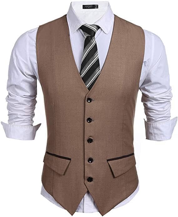 Coofandy Slim Fit Waistcoat (US Only) Vest coofandy Khaki S 