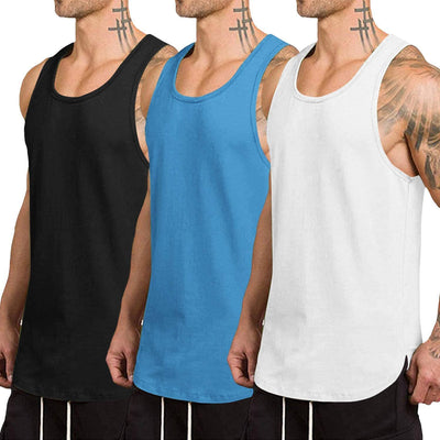 Coofandy 3-Pack Quick Dry Gym Vest (US Only) Tank Tops coofandy Black/White/Blue S 