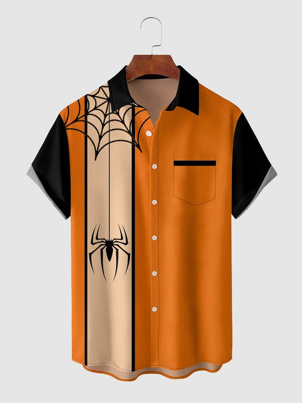 Halloween Pattern Short Sleeves Shirt 10 Shirts coofandystore Orange M 