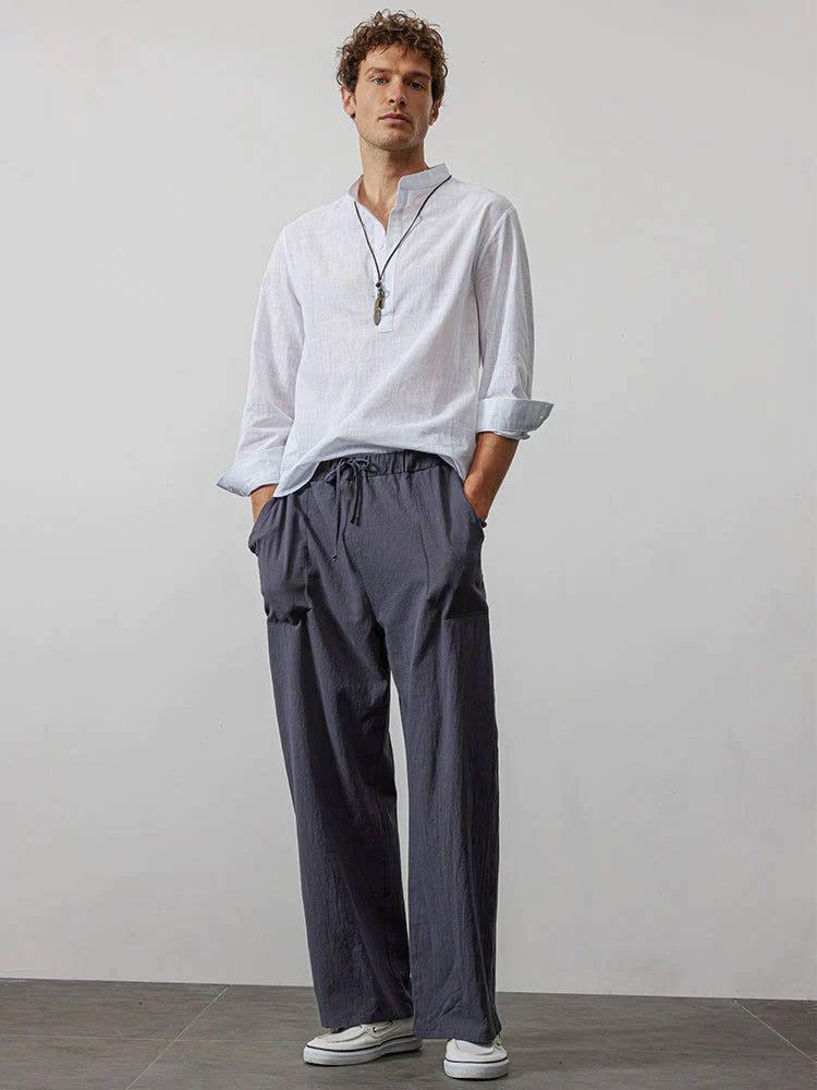 wide-legged linen style comfortable pants Pants coofandystore 