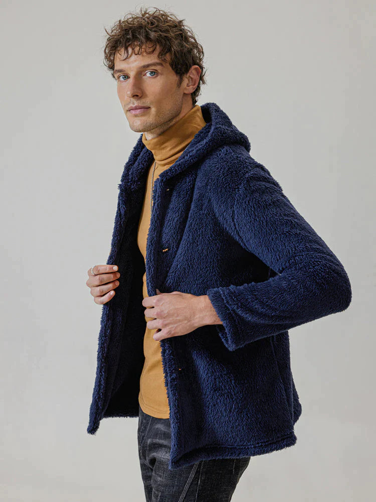 Flannelette Solid Color Hooded Coat Coat coofandystore 
