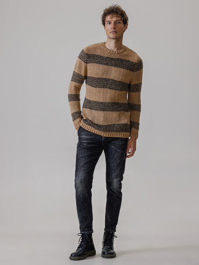 Striped Slim Round Neck Knit Long Sleeve Sweater Sweaters coofandystore 