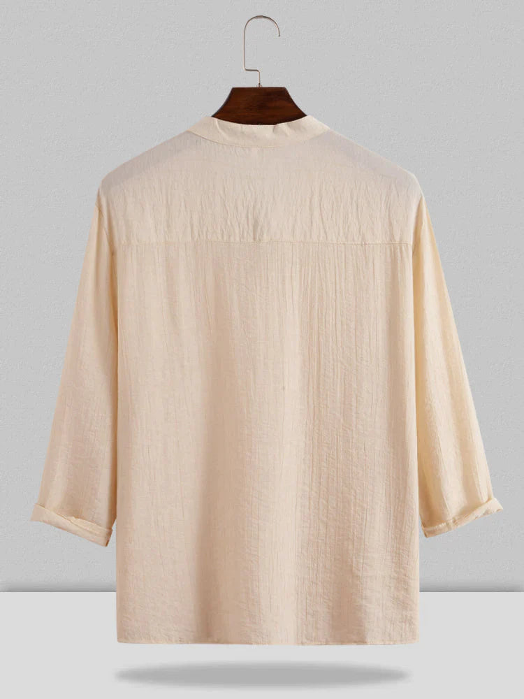 solid color linen style long sleeve shirt coofandystore 