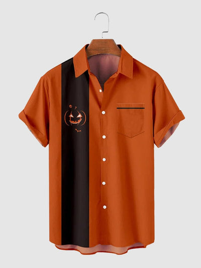 Coofandy Halloween Pattern Short Sleeves Shirt 11 coofandystore Orange M 