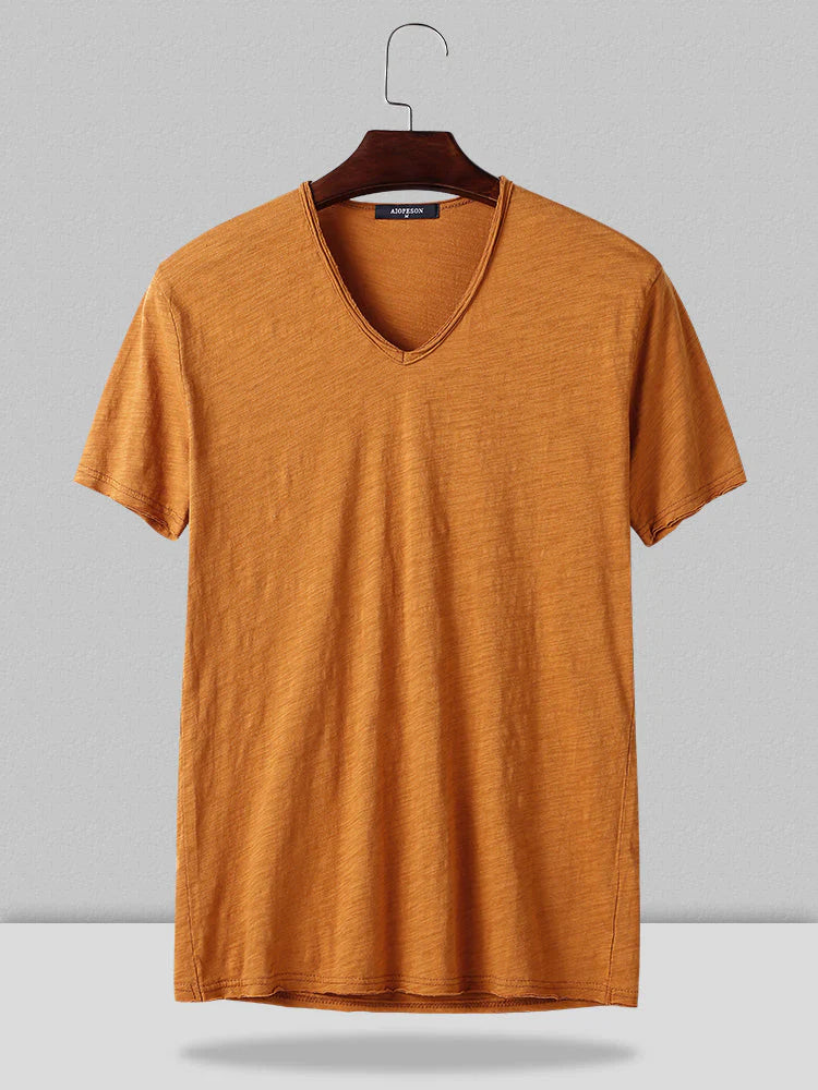 Cotton V-Neck Short Sleeve T-Shirt coofandystore 