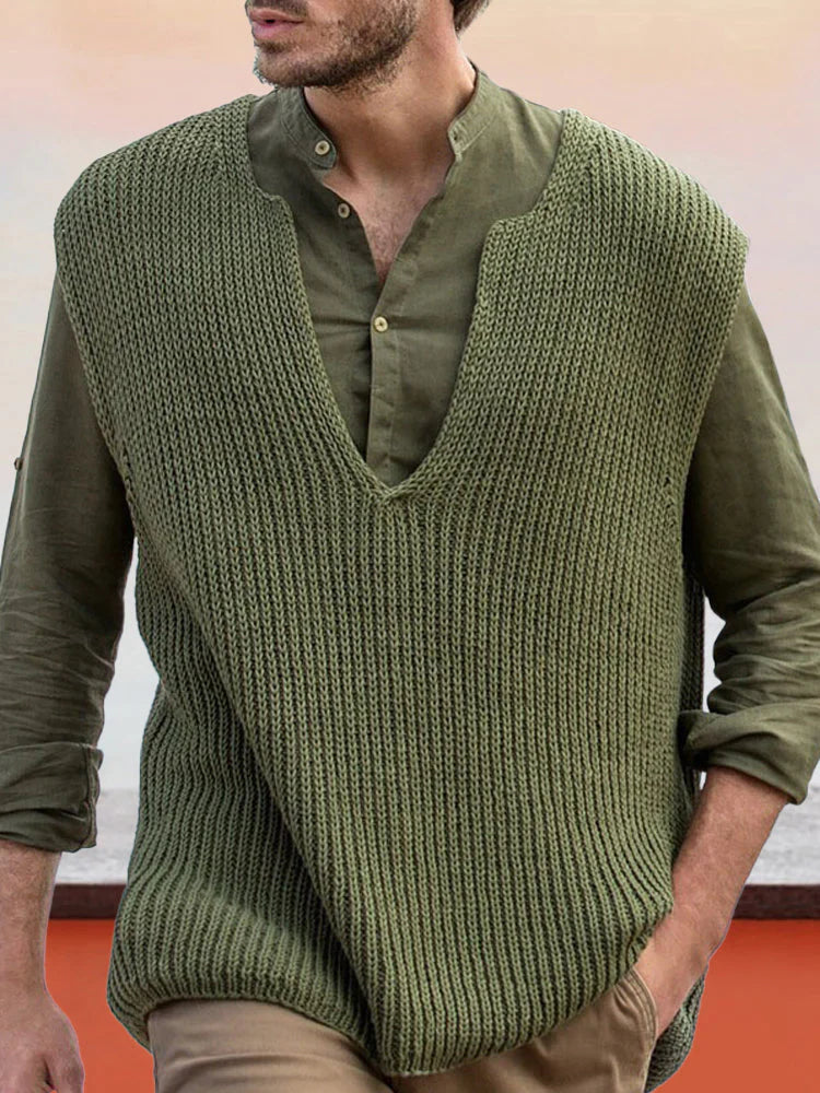 Sleeveless Oversized Knit Vest Sweater coofandystore Green M 