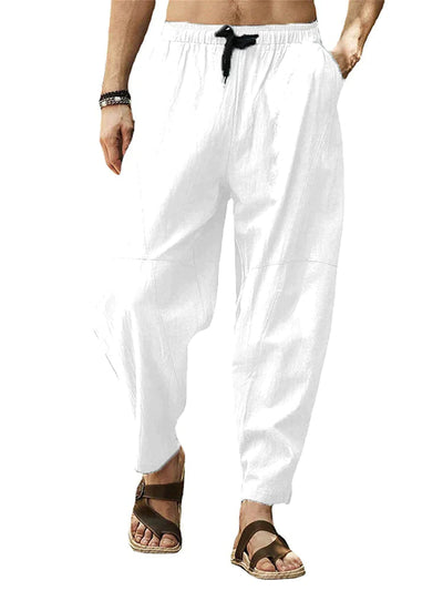 Coofandy Casual Elastic Waist Cotton Linen Loose Pants coofandy 