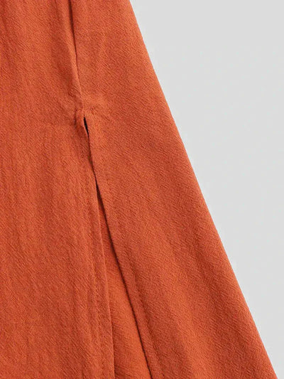 Long Cotton Linen Style Slit Shirt Robe coofandystore 