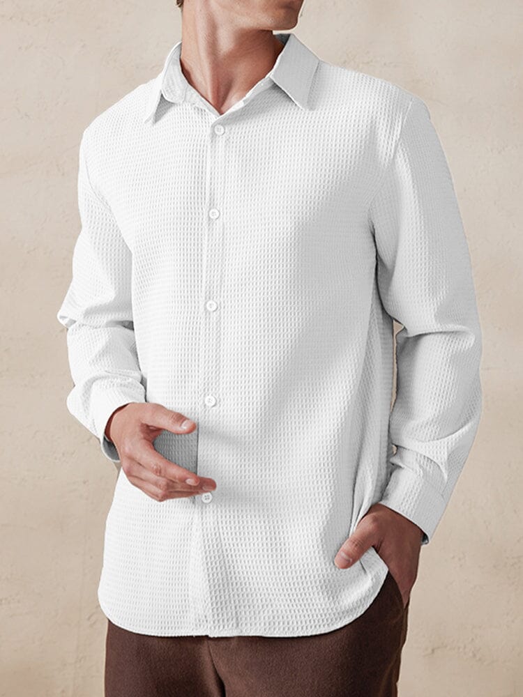 Casual Breathable Waffle Shirt Shirts coofandy White S 