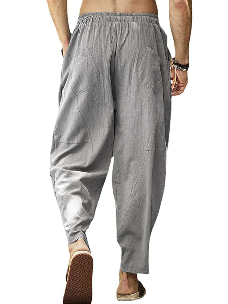 Coofandy Casual Elastic Waist Cotton Linen Loose Pants coofandy 