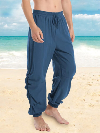 COOFANDY Men's Cotton Linen Pants Causal Drawstring Elastic Waist Harem  Pants Lightweight Bloomer Trousers Loose Yoga Pants : : Clothing