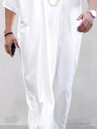 White Cotton Mid-sleeve Robe Robe coofandystore 