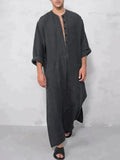Long Cotton Linen Style Slit Shirt Robe coofandystore 