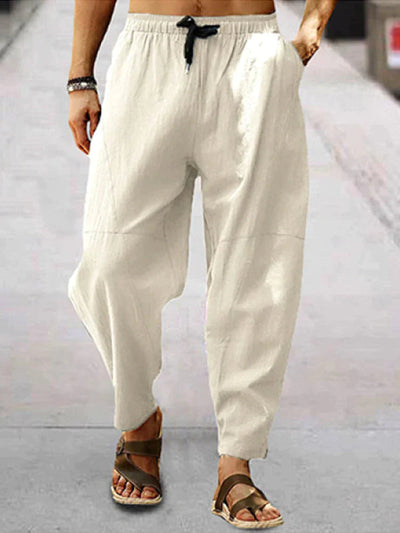 Coofandy Casual Elastic Waist Cotton Linen Loose Pants coofandy Apricot M 