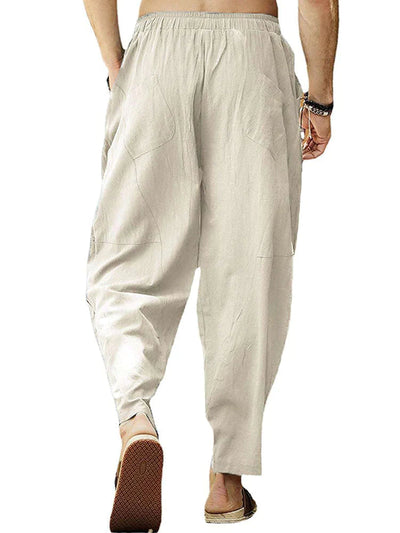 Coofandy Casual Elastic Waist Cotton Linen Loose Pants coofandy 