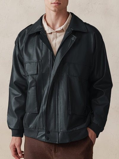 Vintage Loose Leather Jakcet Jackets coofandystore Black M 