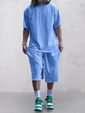 Casual Solid Color Tracksuits Set Sets coofandystore Blue M 