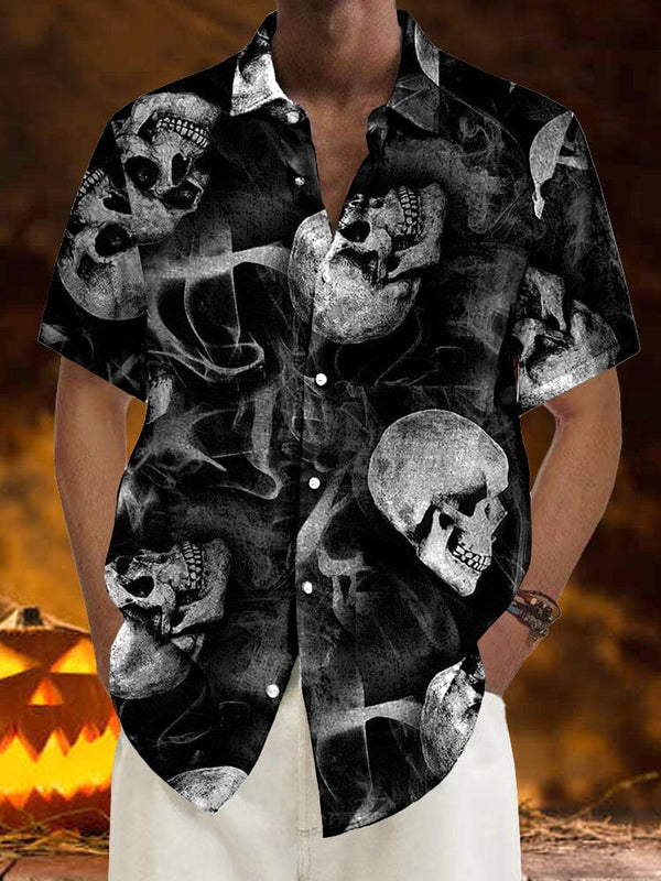 Halloween Pattern Short Sleeves Shirt 21 coofandystore Black M 
