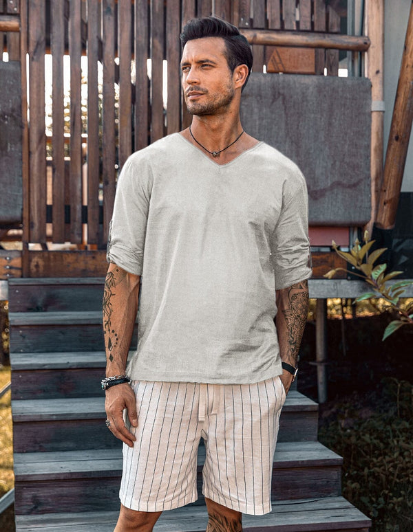 Coofandy Cotton Linen Style Beach Shirt Shirts coofandy White M 