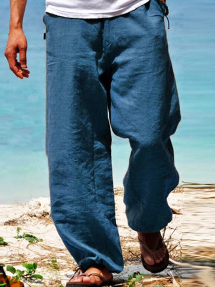 COOFANDY Heren Linnen Broek Comfortabele Zomerbroek met Trekkoord Lichtgewicht Vrijetijdsbroek voor Strand en Vakantie Linnen-donkergrijs XXL