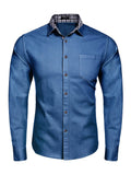 Long-Sleeve Denim Dress Shirt Shirts coofandy 