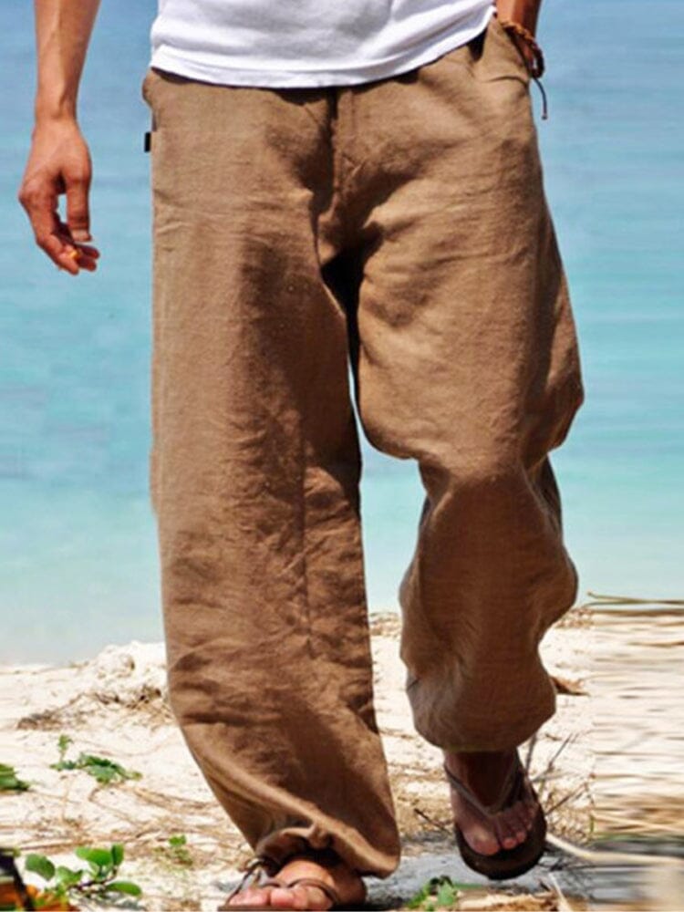 Coofandy Cotton Beach Casual Trousers coofandy Brown XS 