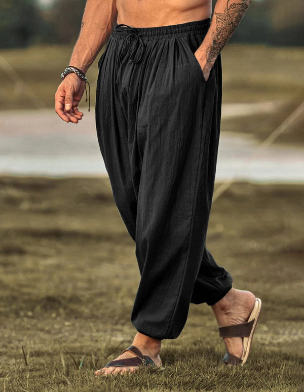 Coofandy Loose Fit Linen Style Hippie Pants (US Only) Pants coofandy Black S 