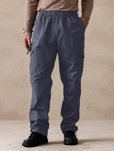 Casual 100% Cotton Multi Pockets Pants Pants coofandystore Blue M 