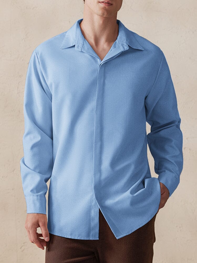 Casual Versatile Cotton Linen Shirt Shirts coofandy Sky Blue S 