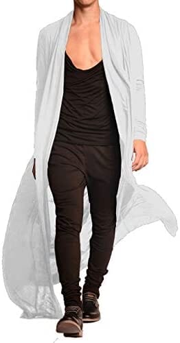 Lightweight Ruffle Shawl Long Length Drape Cape Cardigan (US Only) Cardigans COOFANDY Store White M 